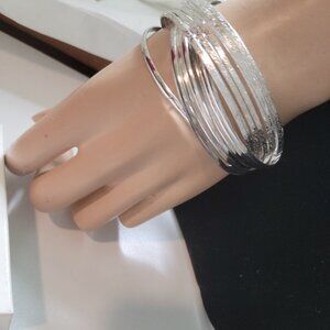 1990s Infinity Bangle Tangle Bracelets Eternity Overlap Design Silver Plated